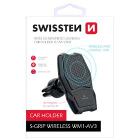   Swissten WM1-AV3 autós telefon tartó vezeték nélküli töltő