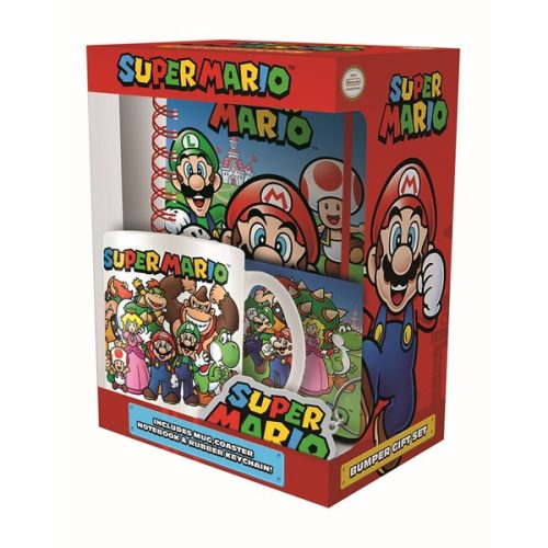 Super Mario Premium A5 füzet + kulcstartó + 320ml bögre + alátét csomag