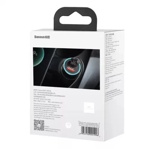 Baseus Golden Contactor Pro autós töltő, 2x USB, 40W (szürke) + USB-C kábel 1m (fekete)