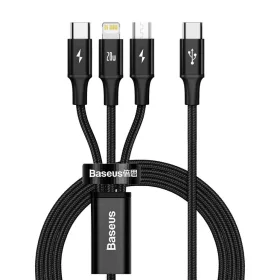   Baseus Rapid Series 3 az 1-ben kábel, micro-USB / Lightning / USB-C, 20 W, 1,5 m (fekete)