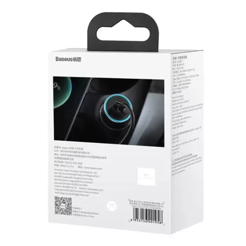 Baseus Golden Contactor Pro autós töltő, USB + USB-C, QC4.0 +, PD, SCP, 40 W (szürke) + USB-USB-C kábel, 1 m (fekete)