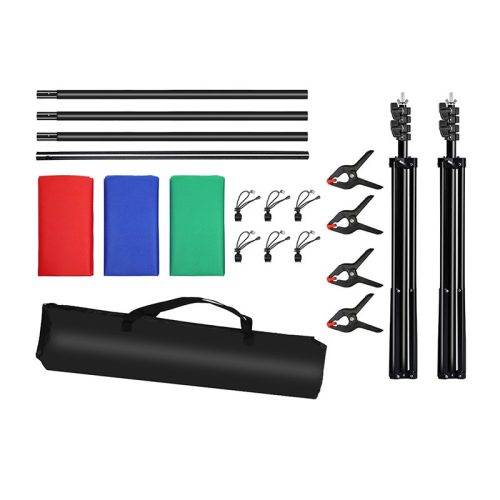 Puluz 2x3 m-es fotóháttér-rögzítő készlet/állvány + 3 db fotóháttér PKT5205