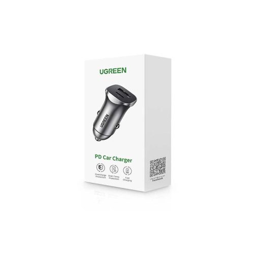 UGREEN CD130 autós töltő, USB-A+PD 3.0, USB-C, QC3.0 30W (szürke)