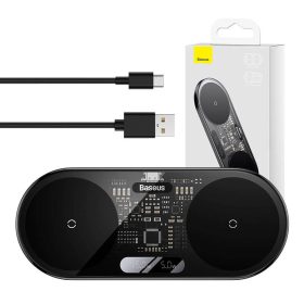   Baseus Digitális LED Kijelző Kettős Qi vezeték nélküli töltő, 20W