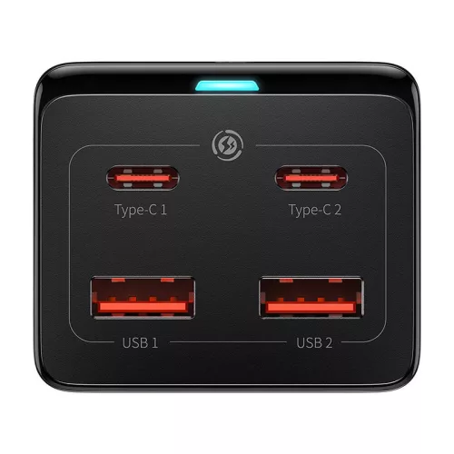 Baseus GaN3 Pro Töltő / elosztó, 2xUSB + 2xUSB-C + AC, 100W (fekete)