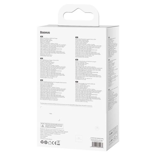 Baseus GaN3 Pro Töltő / elosztó, 2xUSB + 2xUSB-C + AC, 100W (fekete)