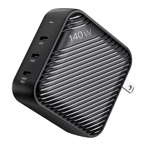 INVZI GanHub 3x USB-C hálózati töltő, 140W, EU/UK/AU/US (fekete)