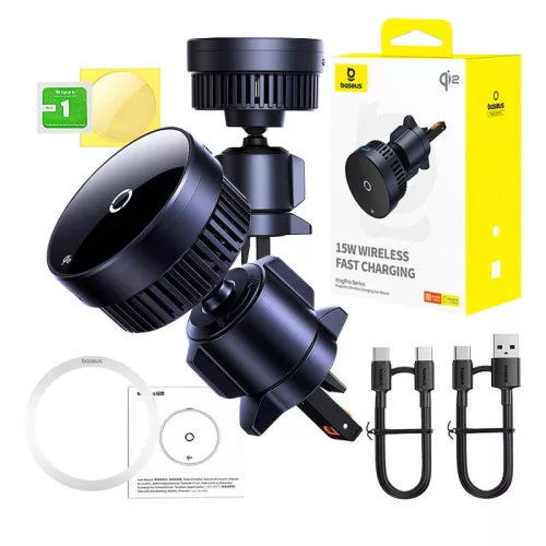 Autós tartó induktív töltővel Baseus MagPro 15W Qi2.0 (fekete)