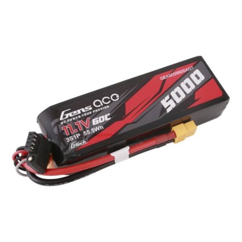 Gens ace G-Tech 5000mAh 11.1V 60C 3S1P Short-Size Lipo akkumulátor XT60 csatlakozóval