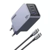 UGREEN Nexode Pro fali töltő, 100W, GaN, USB + 2x USB-C (szürke)