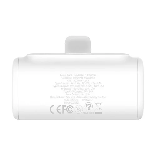 Baseus Compact powerbank, 5000mAh, 20W (fehér)