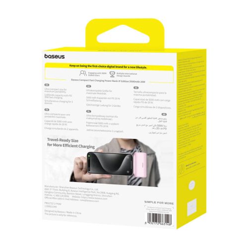 Baseus Compact powerbank, 5000mAh, 20W (rózsaszín)