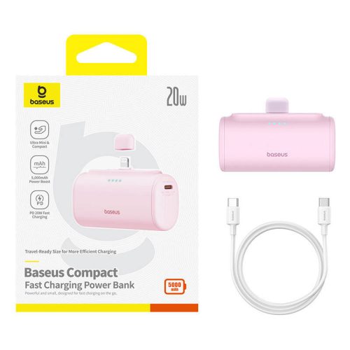 Baseus Compact powerbank, 5000mAh, 20W (rózsaszín)