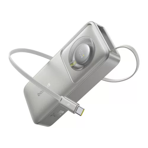 Baseus Free2Pull powerbank kábellel, 10000mAh, 30W (szürke)