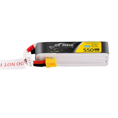 Tattu 3s 550mAh 95C 11.4V HV Lipo akkumulátor XT30 Plug Long-Pack csatlakozóval