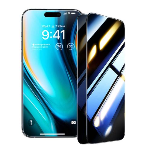 Mester adatvédelmi üveg telepítése iPhone 16 Plus készülékhez