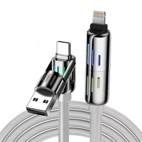   BlitzWolf BW-HDC6 4 az 1-ben USB-C/USB-A - USB-C/Lightning kábel, 1,2m, 240W, RGB (szürke)