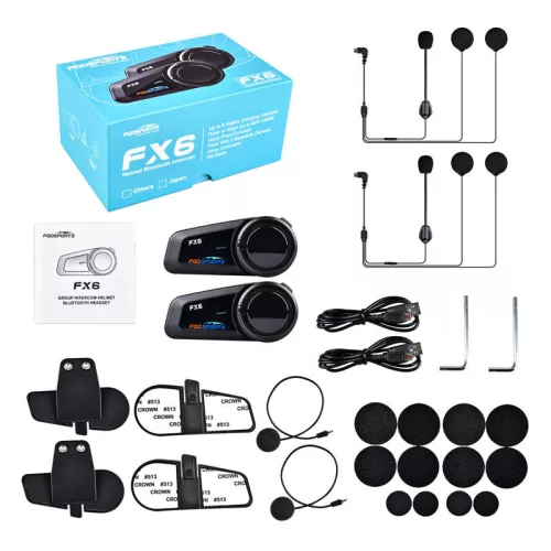 Fodsports FX6 motorkerékpár intercom két darabos csomag (fekete)