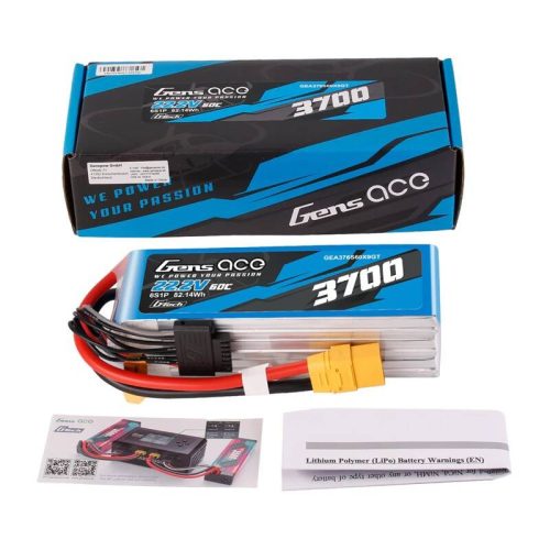 Gens ace G-Tech 3700mAh 22.2V 60C 6S1P XT90 Lipo akkumulátor