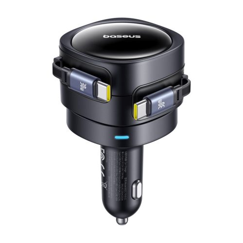 Baseus Enjoyment Max autós töltő USB-C+USB-C kábelekkel 60W Fekete