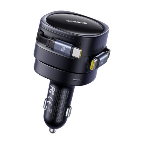 Baseus Enjoyment Max autós töltő USB-C+USB-C kábelekkel 60W Fekete