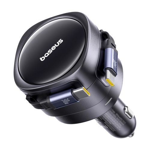 Baseus Enjoyment Max autós töltő USB-C+USB-C kábelekkel 60W Fekete