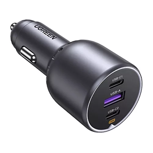 UGREEN EC705 autós töltő, USB + 2x USB-C, 130 W + 1m 5A kábel