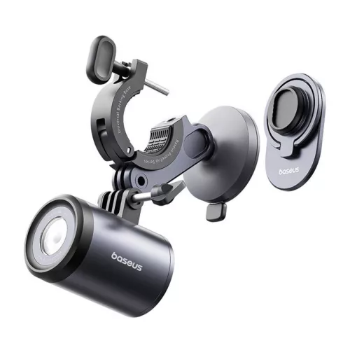 Baseus PrimeTrip 2 az 1-ben kerékpártartó, telefontartó + zseblámpa (fekete)