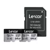 2 db Lexar High-Performance Silver Plus microSDXC 2x64GB memóriakártya készlet + adapter