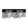 2 db Lexar High-Performance Silver Plus microSDXC 2x64GB memóriakártya készlet + adapter