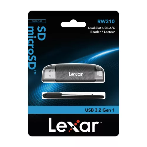 Lexar LRW310X Dual USB-A/C micro SD, SD USB 3.1 memóriakártya-olvasó