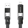 BlitzWolf BW-HDC7 4 az 1-ben USB-C+USB+Lightning kábel, 240W, 1.2m (fekete)