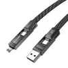 BlitzWolf BW-HDC7 4 az 1-ben USB-C+USB+Lightning kábel, 240W, 1.2m (fekete)