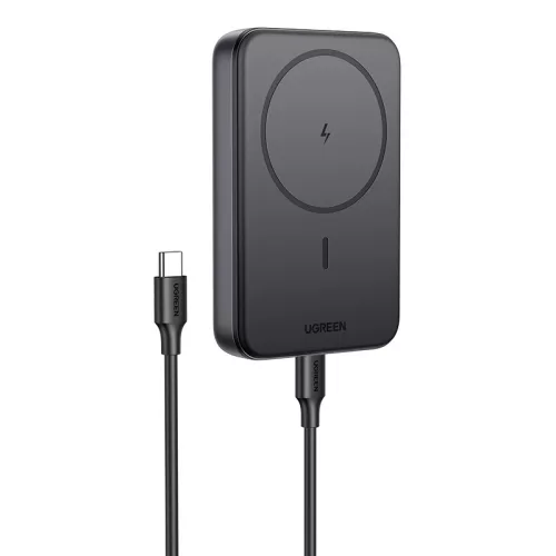Mágneses Powerbank 10000mAh Ugreen PB763, Qi2, USB-C, 20W (fekete)