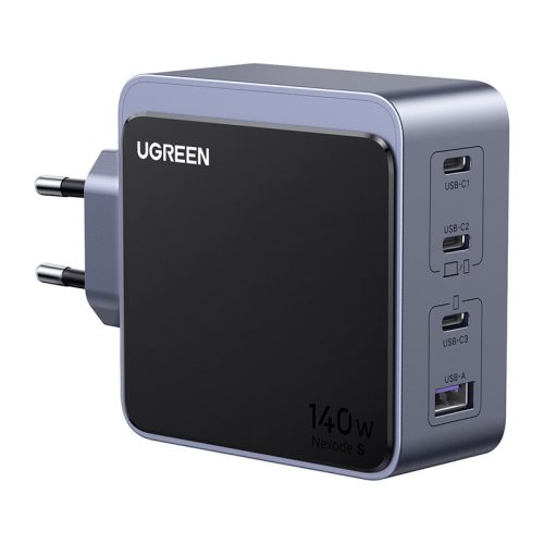 Ugreen Nexode S 140W, GaN, 3x USB-C + USB hálózati töltő (szürke)