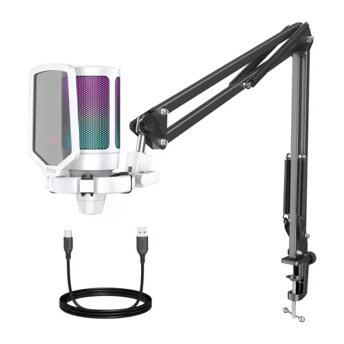 Fifine A6TW állványos játékmikrofon (fehér)