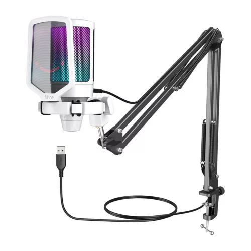 Fifine A6TW állványos játékmikrofon (fehér)