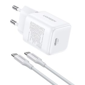   Ugreen X513 GaN USB-C fali töltő + 1 m USB-C kábel (fehér)