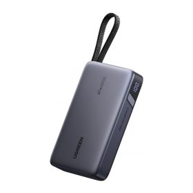   Ugreen PB550 20000mAh Power Bank USB + USB-C, 67W, beépített kábel (szürke)