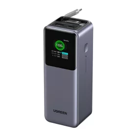   Ugreen PB726 20000 mAh-s power bank USB + USB-C, 165 W, beépített kábellel (szürke)