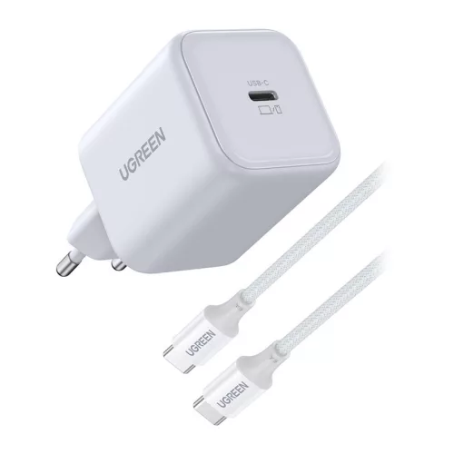 Ugreen X524 USB-C fali töltő, GaN, 45 W + 1 m kábel (fehér)