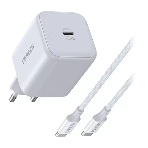 Ugreen X524 USB-C fali töltő, GaN, 45 W + 1 m kábel (fehér)