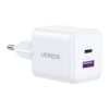 Ugreen X516 USB + USB-C fali töltő, GaN, 30 W (fehér)