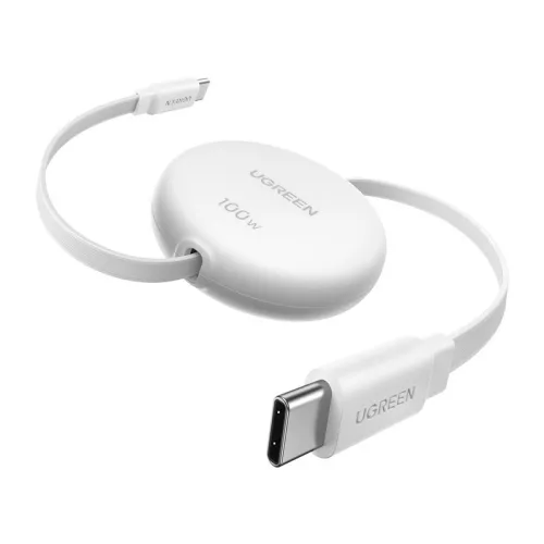 Ugreen L531 USB-C – USB-C kábel, PD 100 W, behúzható, 1 m (fehér)